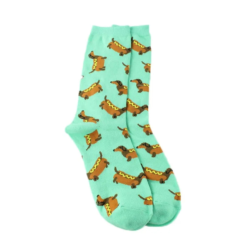 Animal Pug Elephant Lionu Funny Socks Men Chili Hamburg Pizza Crew Socks Harajuk Novelty Gift Sokken Unisex Skateboard Socks