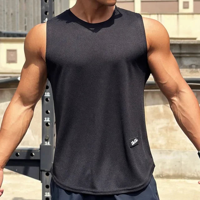 2025 Summer New Trend Men tank top Pullover Round Neck Mesh Bottom Shirt Sports Fitness Top Sleeveless Vest Quick Dry undershirt
