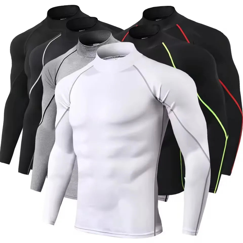 Men compression long sleeve t shirt workout gym fitness tight fit tracksuit top