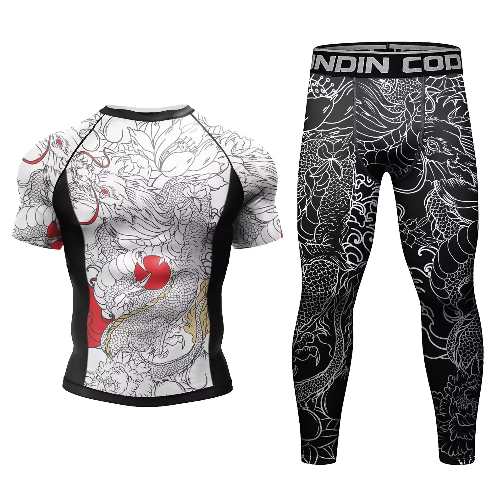 Men Tracksuit MMA No Gi Rashguard Jiu Jitsu T-shirt+Pants Boxing Jerseys Set BJJ Muay Thai Shorts Compression Legging Sportsuit