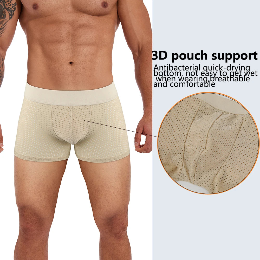 Removable Fake Buttocks Body Shaper Shorts Men Hip Lift Breathable Boxer Briefs Hollow Antibacterial Quick-Drying Bottom Crotch