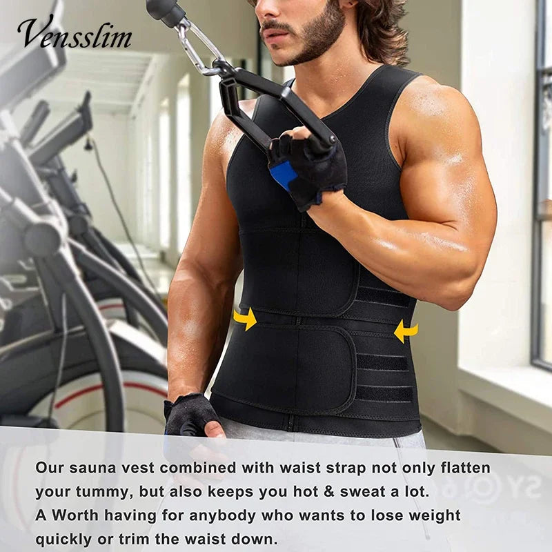 Vensslim Men Body Shaper Waist Trainer Vest Slimming Shirt Sauna Sweat Compression Undershirt Shapewear Fat Burner Workout Tops