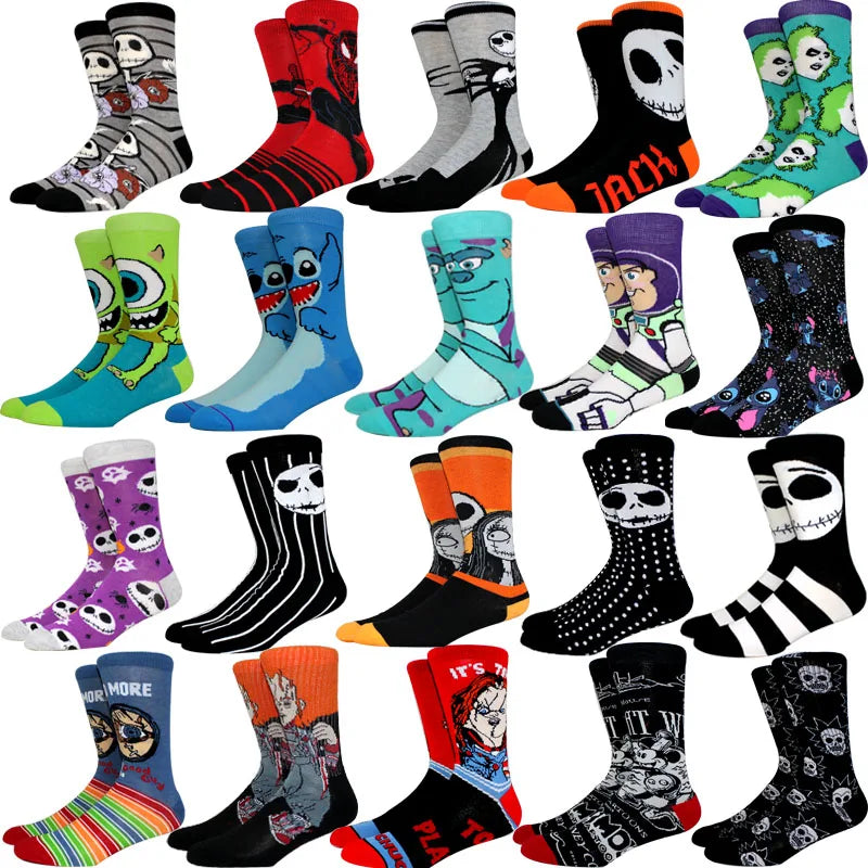 New Design Long Men Socks High Quality Comfortable Cartoon Characters Men and Women Fashion Happy Funny Socks Anime Socks
