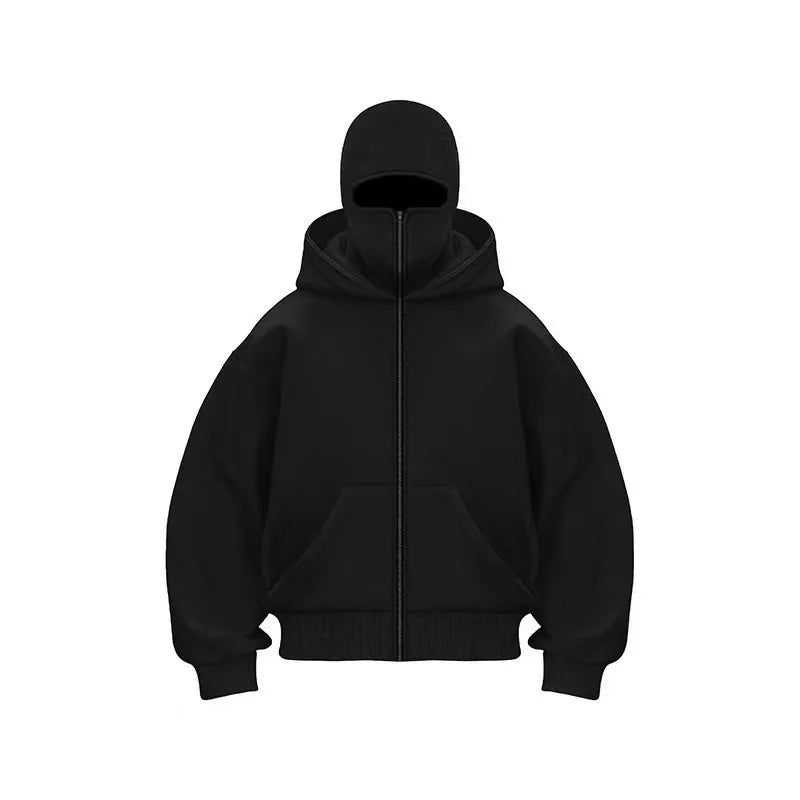 2025 Autumn Men Balaclava Y2K Gothic Harajuku Winter New Item Double Hooded Sweatshirt Men's Hooded Mask Zipper Sportswear Women