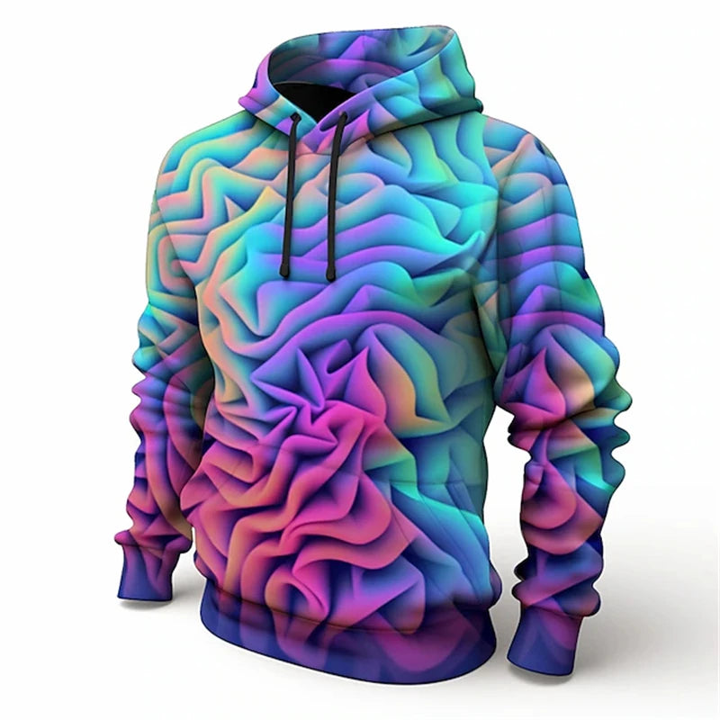 Colorful Hoodie Tie Dye 3D Print Men Women Casual Hooded Sweatshirts Oversized Harajuku Pullover Y2K Tracksuit Coat Man Clothing