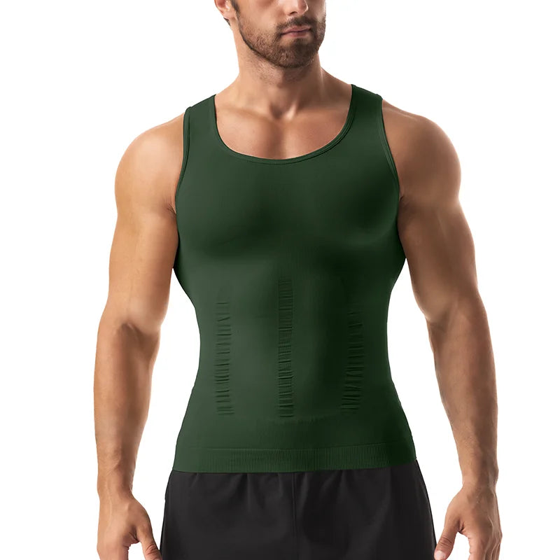Mens Slimming Body Shaper Vest Shirt Abs Abdomen Slim Gym Workout Tummy Control Compression Tank Top Sleeveless Shapewear