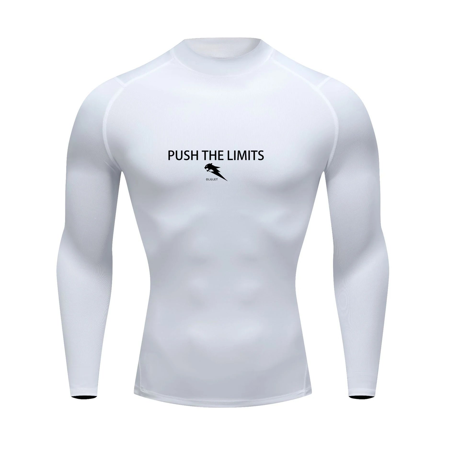 Autumn New Sports Shirt Men High Neck Compression Shirt Long Sleeved Training Top High Stretch Undershirt