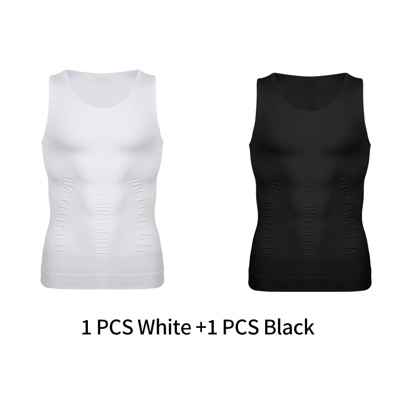 Mens Slimming Body Shaper Vest Shirt Abs Abdomen Slim Gym Workout Tummy Control Compression Tank Top Sleeveless Shapewear