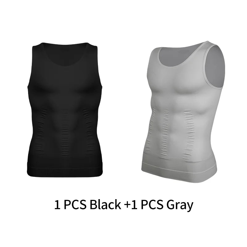 Mens Slimming Body Shaper Vest Shirt Abs Abdomen Slim Gym Workout Tummy Control Compression Tank Top Sleeveless Shapewear