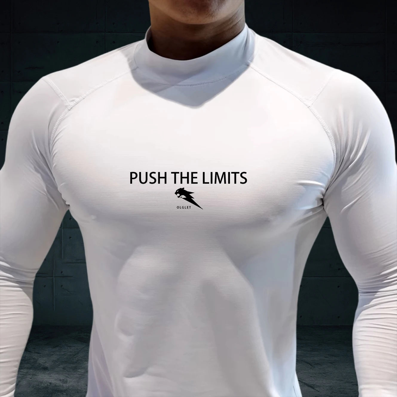 Autumn New Sports Shirt Men High Neck Compression Shirt Long Sleeved Training Top High Stretch Undershirt