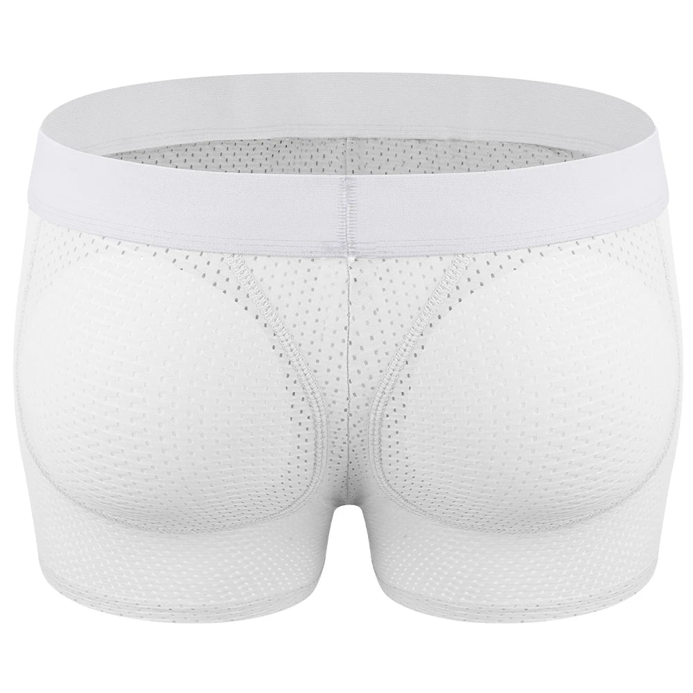 Removable Fake Buttocks Body Shaper Shorts Men Hip Lift Breathable Boxer Briefs Hollow Antibacterial Quick-Drying Bottom Crotch