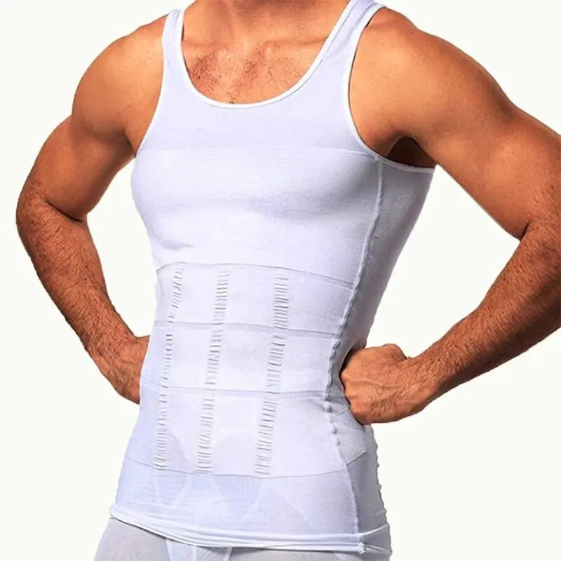 YBFDO Men Body Shaper slimming white compression vest for waist and belly control