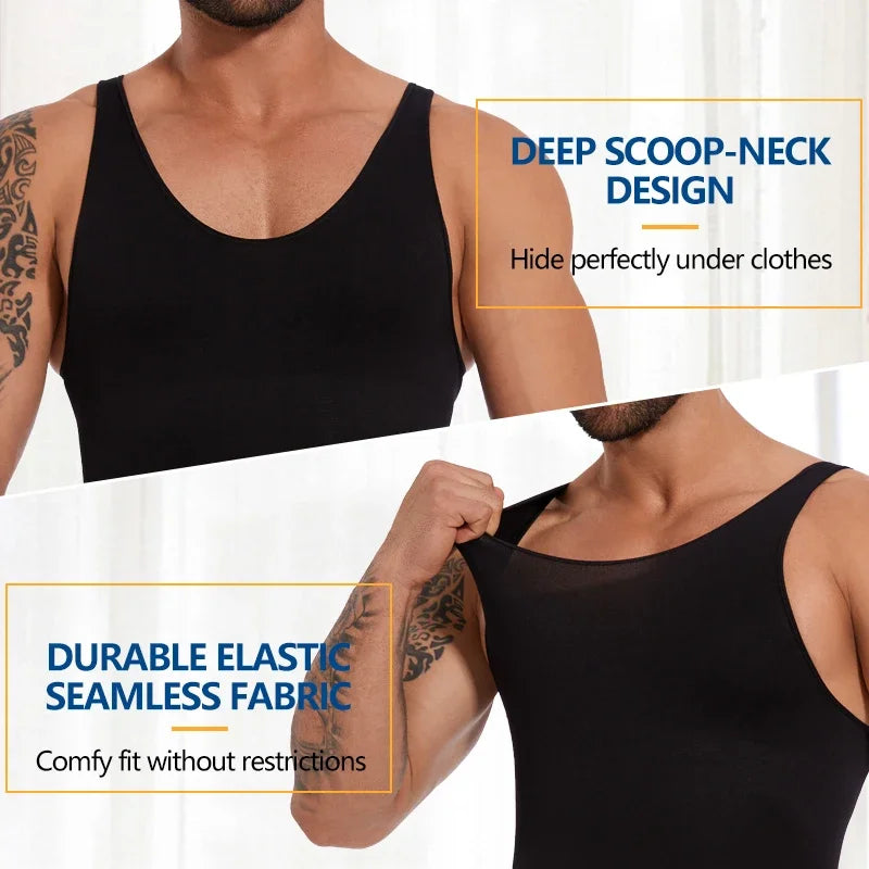 Sleeveless Bodysuit Men Full Body Shaper Compression Undershirt New Shapewear Tummy Control Faja Para Hombres Slimming Vest