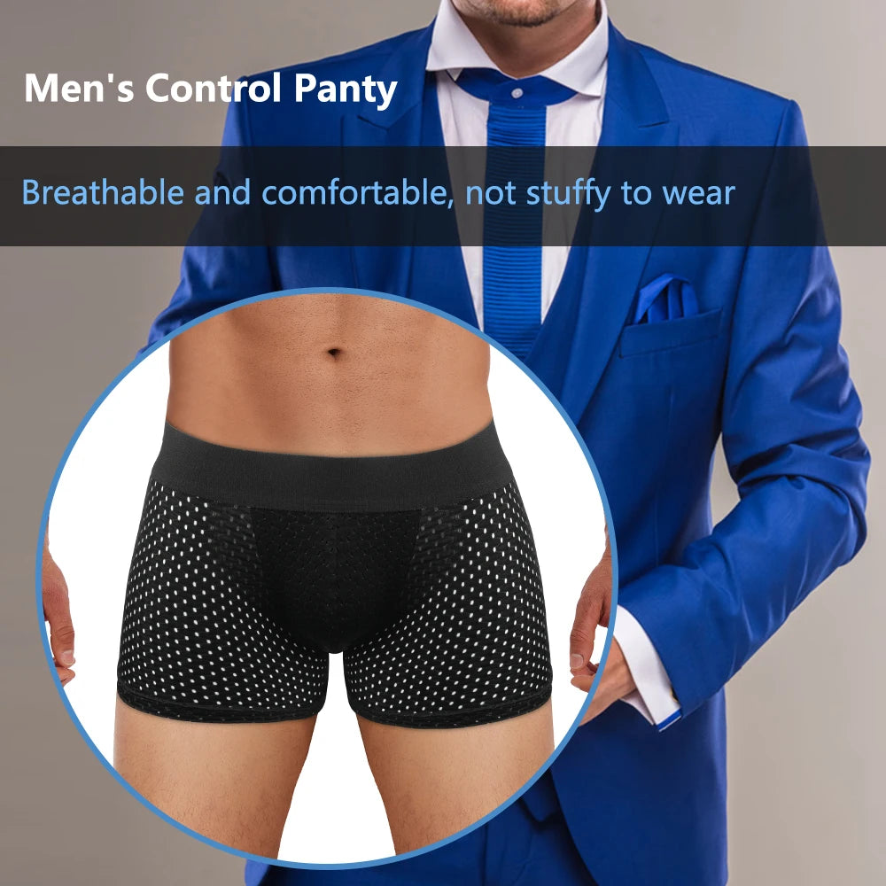 Removable Fake Buttocks Body Shaper Shorts Men Hip Lift Breathable Boxer Briefs Hollow Antibacterial Quick-Drying Bottom Crotch