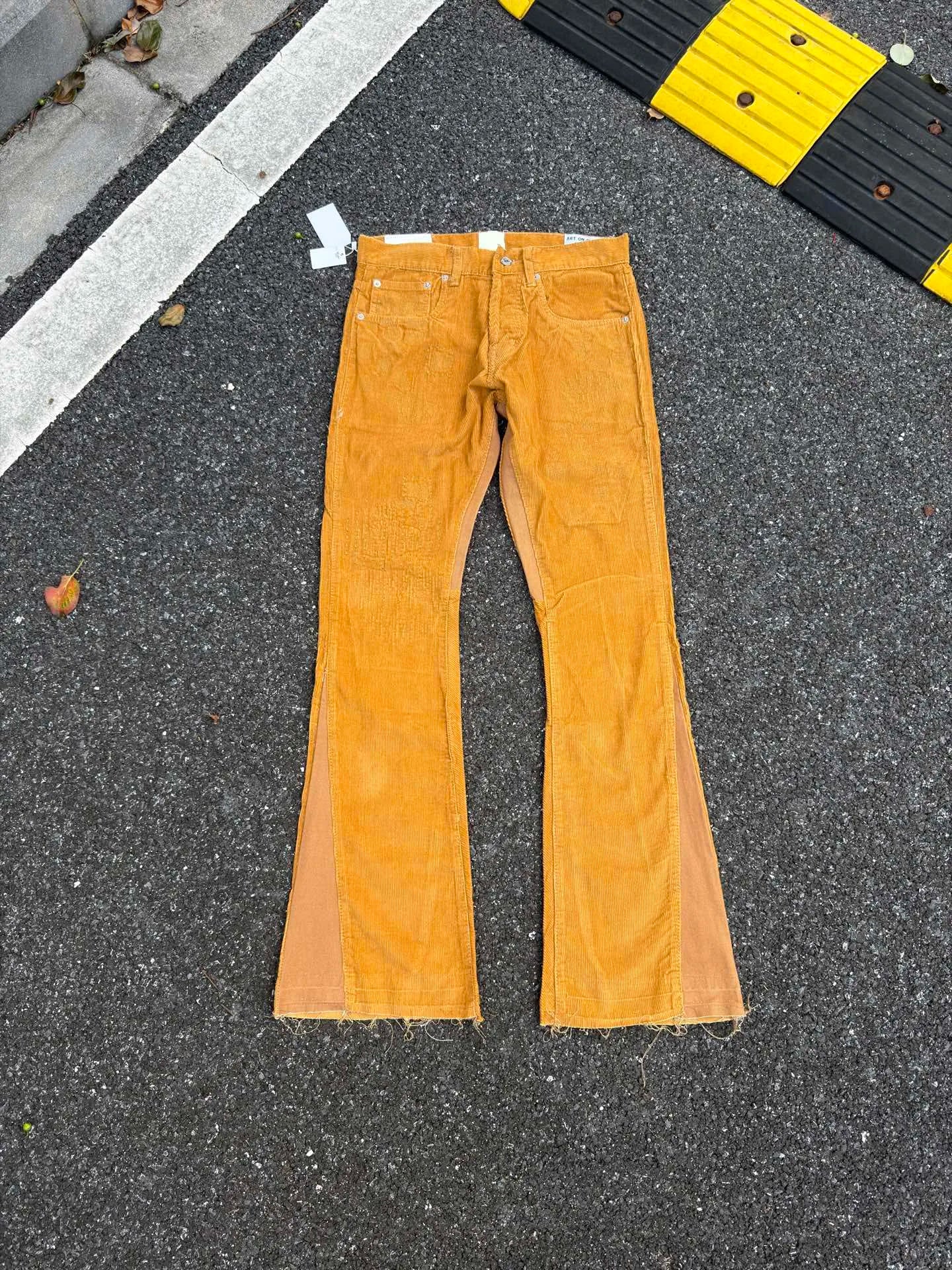 2025 GPT Spliced Ink-wash Women Men Denim Jeans Logo Printed flared Pants Washed Jeans Trousers