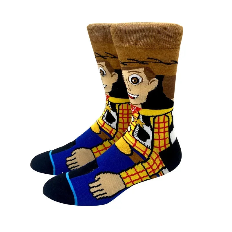New Design Long Men Socks High Quality Comfortable Cartoon Characters Men and Women Fashion Happy Funny Socks Anime Socks