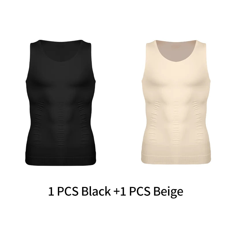 Mens Slimming Body Shaper Vest Shirt Abs Abdomen Slim Gym Workout Tummy Control Compression Tank Top Sleeveless Shapewear