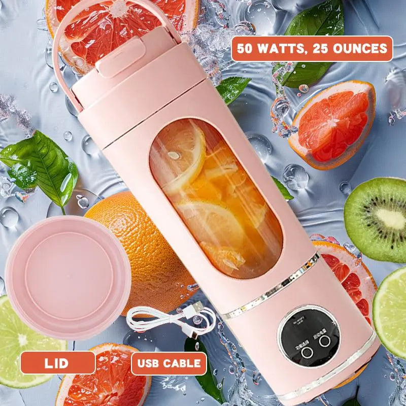 Portable Electric Blender Cup 23.67 Oz with 12 Blades LCD Display USB Rechargeable 50 Watts One-Button Control for Smoothies & Juices Sus Teas Electricjuicer Vegetable Juicer Rechargeable Juicer Blender