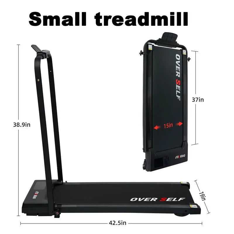 OVER SELF Portable Walking Pad Treadmill with Wheels Remote Control LED Display 42.5X19X4.7 Inches for Home Office Use 300 Lbs Capacity Quiet Operation 2-In-1 Design for Daily Workout & Calories Tracking