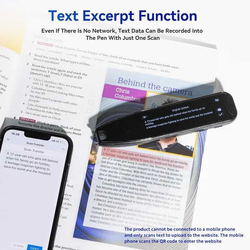 Smart Translation Pen with 60+ Languages Online Scan & Voice Translation for Reading Support & Language Learners Multilingual Device with 3.69-Inch Large Screen & High Fidelity Speakers