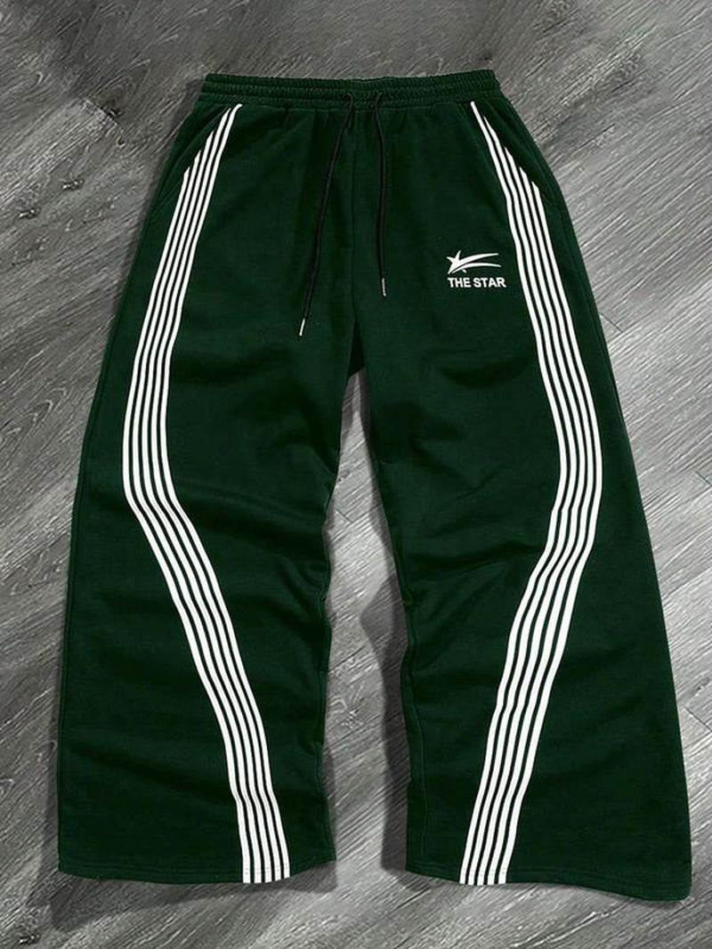Men'S Camo / Striped Print Drawstring Waist Sports Sweatpants, Casual Comfy Regular Fit Pocket Straight Leg Trousers for Fall & Winter, Men'S Bottoms for Daily Wear, Work Trousers, Sports Pants Sportswear, Fitness Pants, Clothes