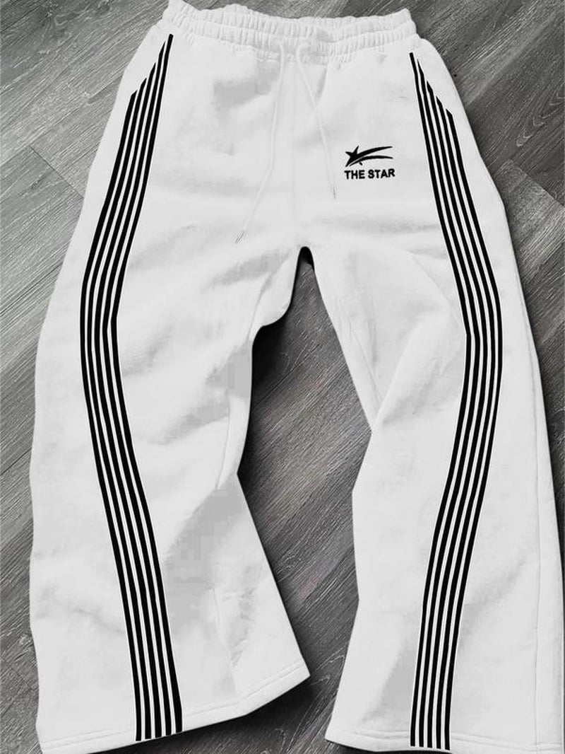 Men'S Camo / Striped Print Drawstring Waist Sports Sweatpants, Casual Comfy Regular Fit Pocket Straight Leg Trousers for Fall & Winter, Men'S Bottoms for Daily Wear, Work Trousers, Sports Pants Sportswear, Fitness Pants, Clothes