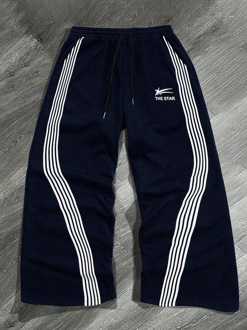 Men'S Camo / Striped Print Drawstring Waist Sports Sweatpants, Casual Comfy Regular Fit Pocket Straight Leg Trousers for Fall & Winter, Men'S Bottoms for Daily Wear, Work Trousers, Sports Pants Sportswear, Fitness Pants, Clothes