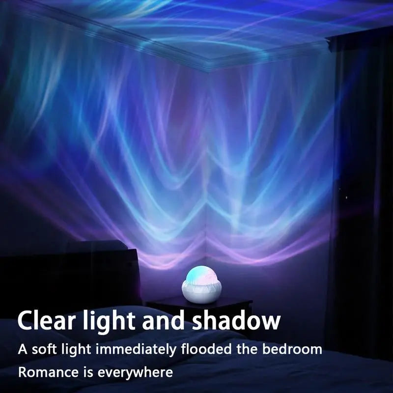 2 Scene - 16-Color Ocean Wave & 3D Water Ripple Projector Lamp with Remote Control – round LED Light for Relaxation & Romantic Night Ambience
