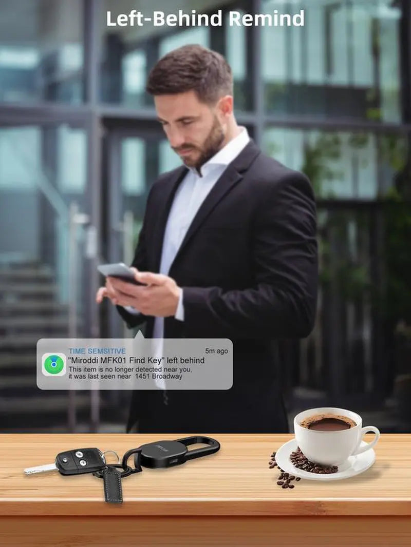 Miroddi for Keychain with Tracker, Men'S Accessories Works with Apple Find My, Heavy Duty Metal Carabiner Car Key Chains with GPS Tracker, Anti-Lost Keyring Finder Locator, Rechargeable, Steel, Waterproof, Gift for Mens, Males, Husbands, Bluetooth Black