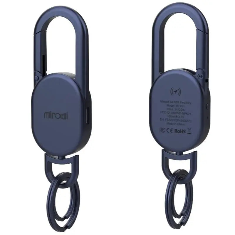 Miroddi for Keychain with Tracker, Men'S Accessories Works with Apple Find My, Heavy Duty Metal Carabiner Car Key Chains with GPS Tracker, Anti-Lost Keyring Finder Locator, Rechargeable, Steel, Waterproof, Gift for Mens, Males, Husbands, Bluetooth Black