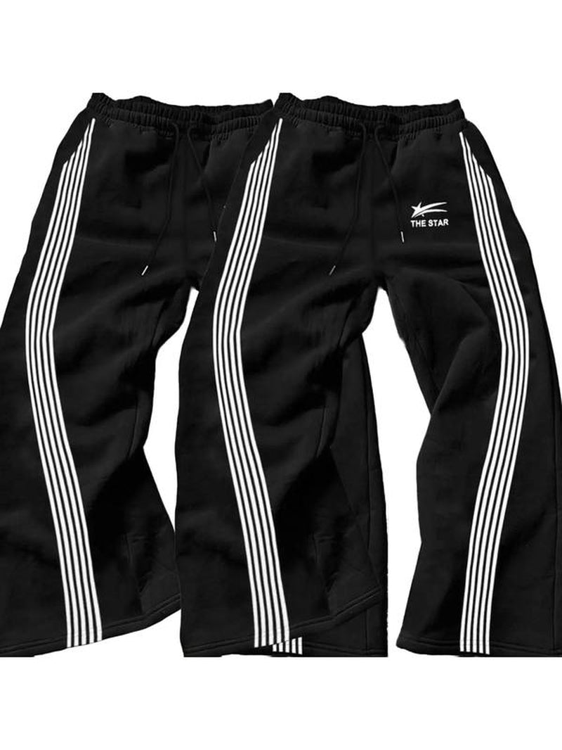 Men'S Camo / Striped Print Drawstring Waist Sports Sweatpants, Casual Comfy Regular Fit Pocket Straight Leg Trousers for Fall & Winter, Men'S Bottoms for Daily Wear, Work Trousers, Sports Pants Sportswear, Fitness Pants, Clothes