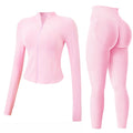 Jetjoy 2 Piece Workout Sets for Women, Long or Short Sleeve T Shirt Tank Top + Workout Shorts Butt Lifting Gym Seamless Booty Biker Shorts, Going Out Gym Sets Fitness Clothes Skinny Sportswear Compression Activewear Gymwear Fitness Clothes