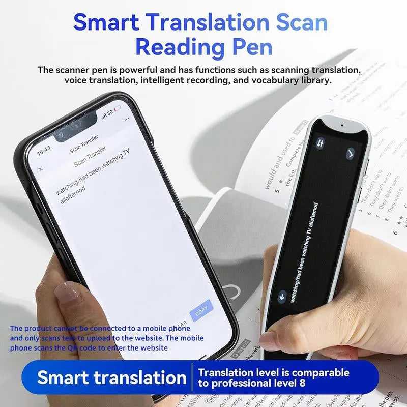 Smart Translation Pen with 60+ Languages Online Scan & Voice Translation for Reading Support & Language Learners Multilingual Device with 3.69-Inch Large Screen & High Fidelity Speakers