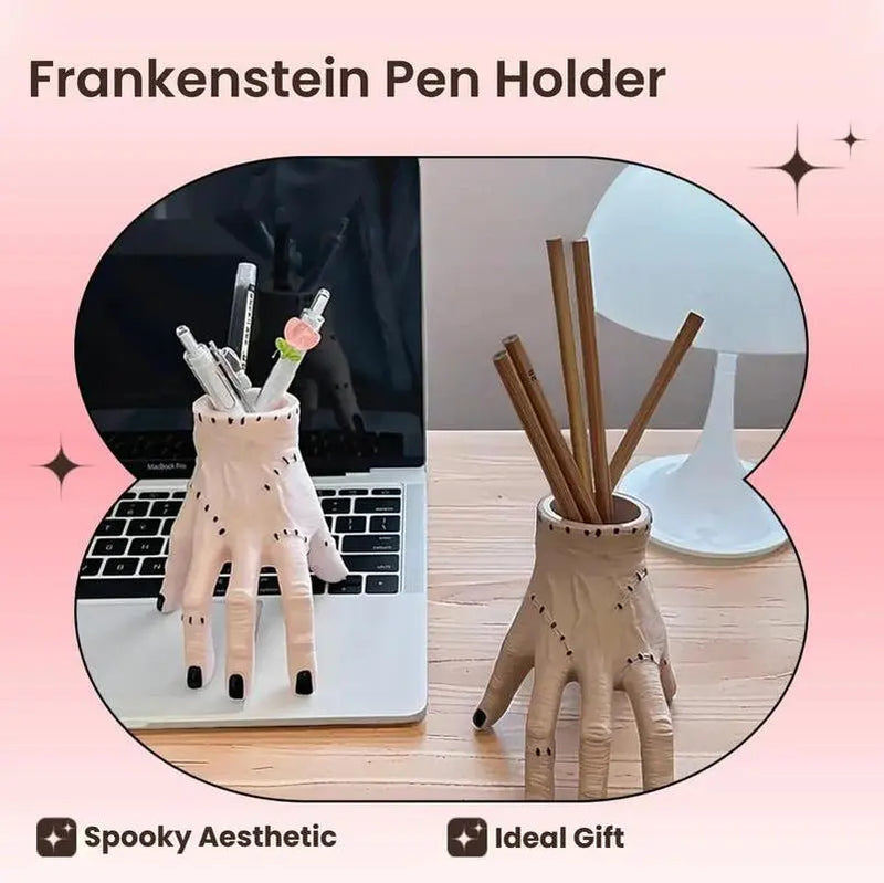 1Pc Creative Frankenstein'S Hand Pen Holder, Spooky Abs Resin Desk Organizer for Small Plants, Perfect Halloween Decor for Office & Garden, Desk Accessory, Office Desk Accessories