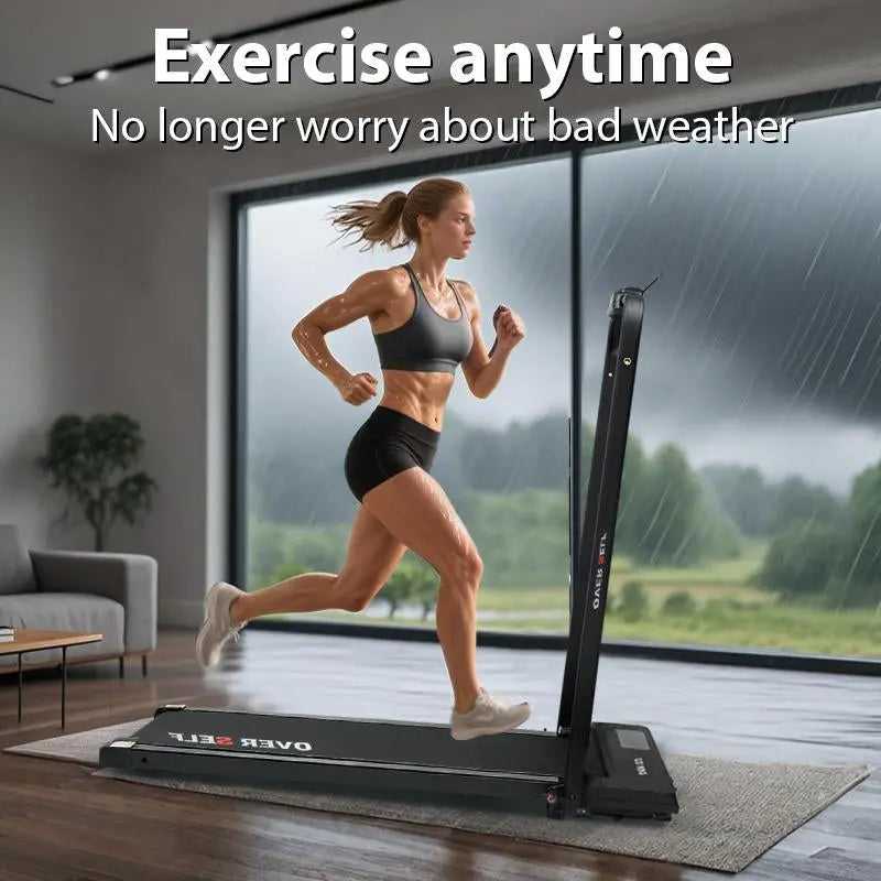 OVER SELF Portable Walking Pad Treadmill with Wheels Remote Control LED Display 42.5X19X4.7 Inches for Home Office Use 300 Lbs Capacity Quiet Operation 2-In-1 Design for Daily Workout & Calories Tracking