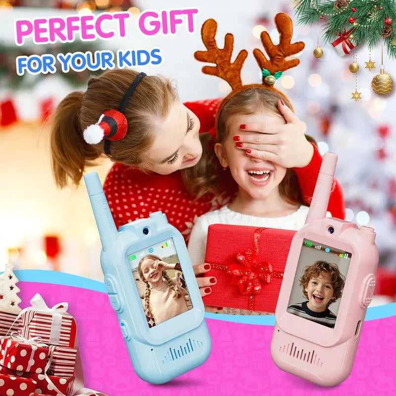 Aontess Kids Video Walkie Talkies Toys- 2 Pack, Long Range, No Internet Connection Required, with Camera, Ideal for 3 - 12 Year Olds, Perfect for Outdoor Play & Indoor Fun,Holiday Gifts for Children, Christmas Gifts