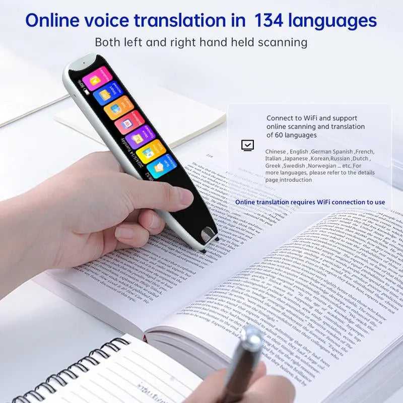 Smart Translation Pen with 60+ Languages Online Scan & Voice Translation for Reading Support & Language Learners Multilingual Device with 3.69-Inch Large Screen & High Fidelity Speakers