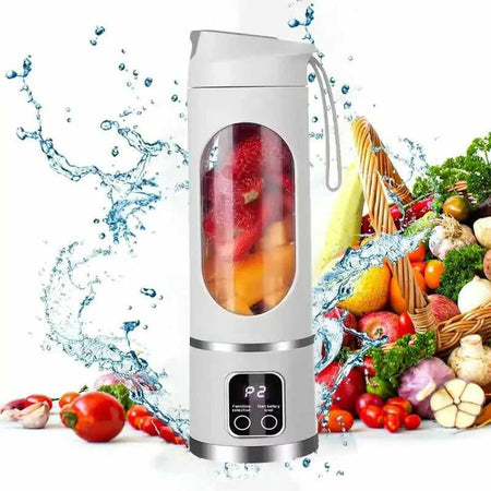 Portable Blender,Usb-C Rechargeable,Personal Compact Travel Juicer Cup 500ML for Shakes, Smoothies,Fresh Juice,Self-Cleaning,Leakproof Lid, Smart Time Display,12 Blades,With Strong Blending White