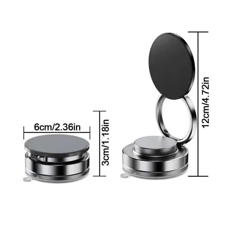Vacuum Magnetic Phone Holder for Car, 360° Adjustable Suction Cup Phone Mount, Foldable & Portable Vacuum Magnetic Phone Stand for All Smartphones & All Car Models & Gym/Bathroom Mirror