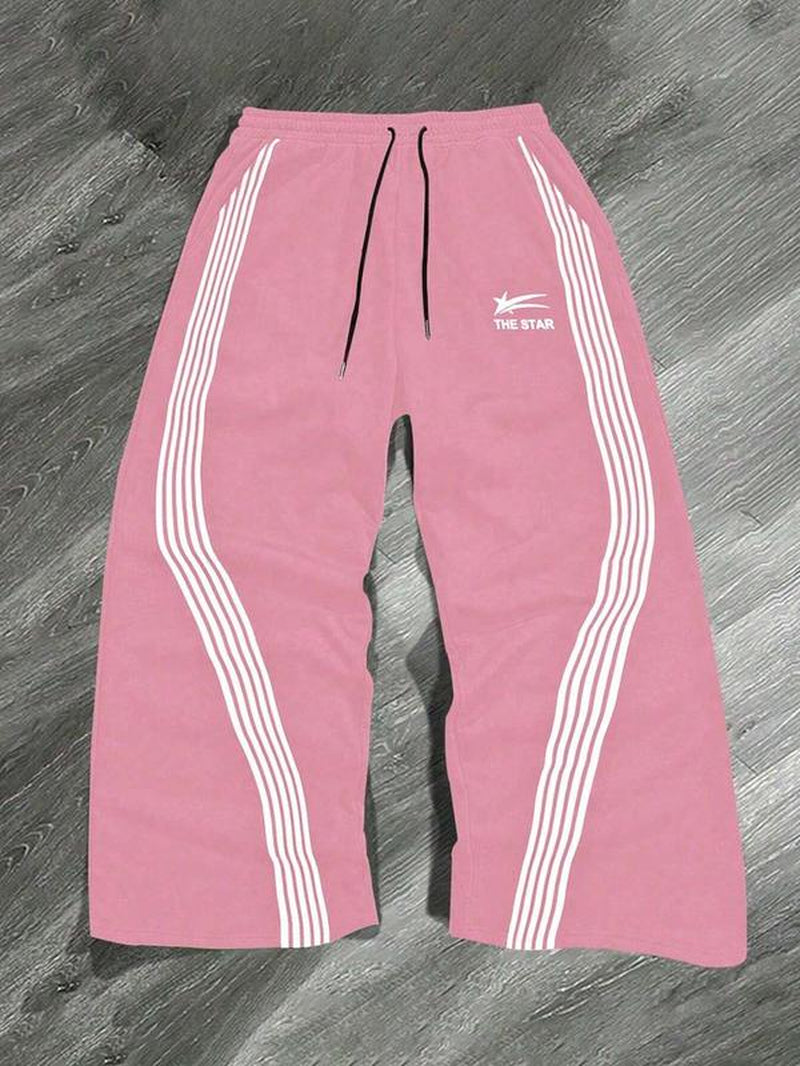 Men'S Camo / Striped Print Drawstring Waist Sports Sweatpants, Casual Comfy Regular Fit Pocket Straight Leg Trousers for Fall & Winter, Men'S Bottoms for Daily Wear, Work Trousers, Sports Pants Sportswear, Fitness Pants, Clothes