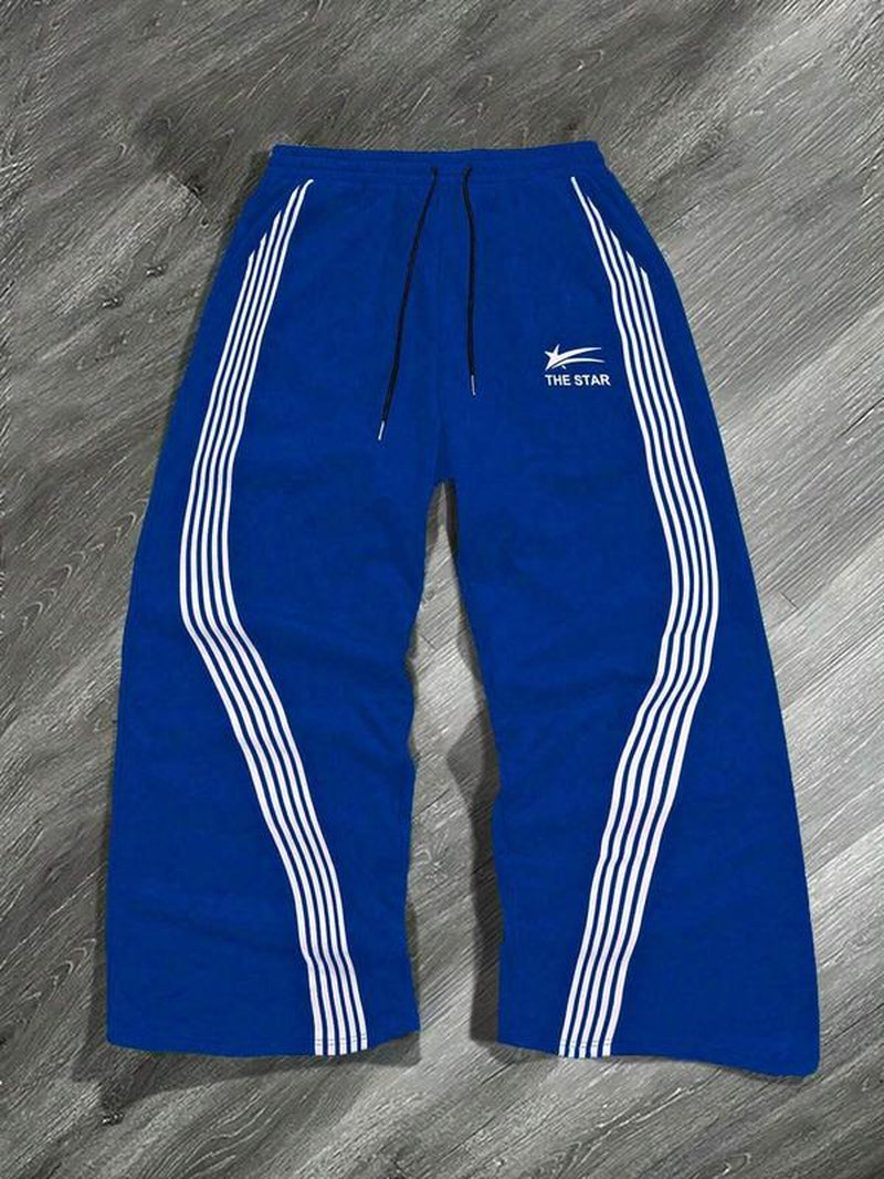 Men'S Camo / Striped Print Drawstring Waist Sports Sweatpants, Casual Comfy Regular Fit Pocket Straight Leg Trousers for Fall & Winter, Men'S Bottoms for Daily Wear, Work Trousers, Sports Pants Sportswear, Fitness Pants, Clothes