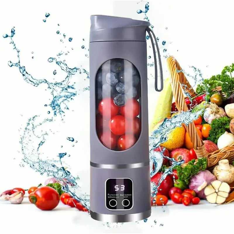 Portable Blender,Usb-C Rechargeable,Personal Compact Travel Juicer Cup 500ML for Shakes, Smoothies,Fresh Juice,Self-Cleaning,Leakproof Lid, Smart Time Display,12 Blades,With Strong Blending White