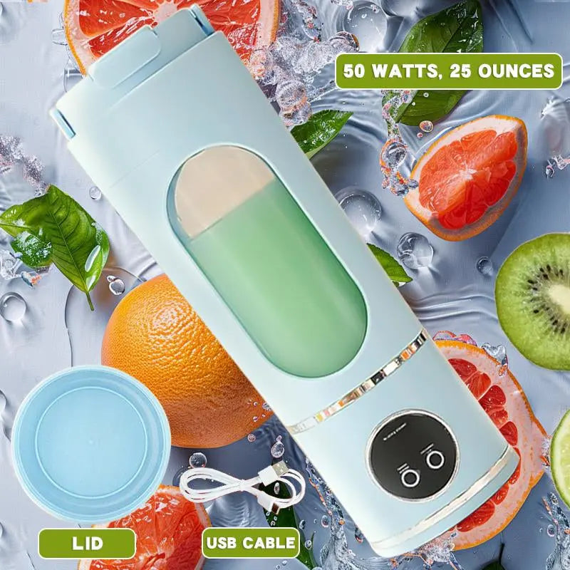 Portable Electric Blender Cup 23.67 Oz with 12 Blades LCD Display USB Rechargeable 50 Watts One-Button Control for Smoothies & Juices Sus Teas Electricjuicer Vegetable Juicer Rechargeable Juicer Blender