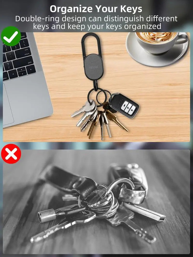Miroddi for Keychain with Tracker, Men'S Accessories Works with Apple Find My, Heavy Duty Metal Carabiner Car Key Chains with GPS Tracker, Anti-Lost Keyring Finder Locator, Rechargeable, Steel, Waterproof, Gift for Mens, Males, Husbands, Bluetooth Black