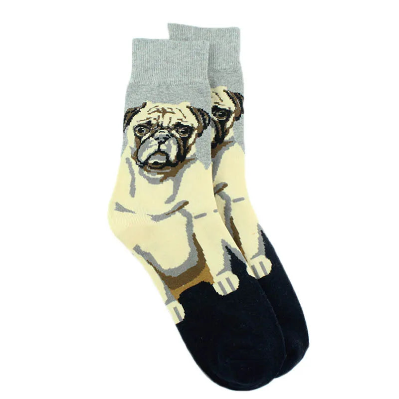 Animal Pug Elephant Lionu Funny Socks Men Chili Hamburg Pizza Crew Socks Harajuk Novelty Gift Sokken Unisex Skateboard Socks