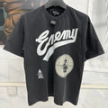 Vintage Washed Black Target Print Saint T-Shirt Men Women Streetwear Oversized High Quality T Shirt Casual Fashion Tee Tops