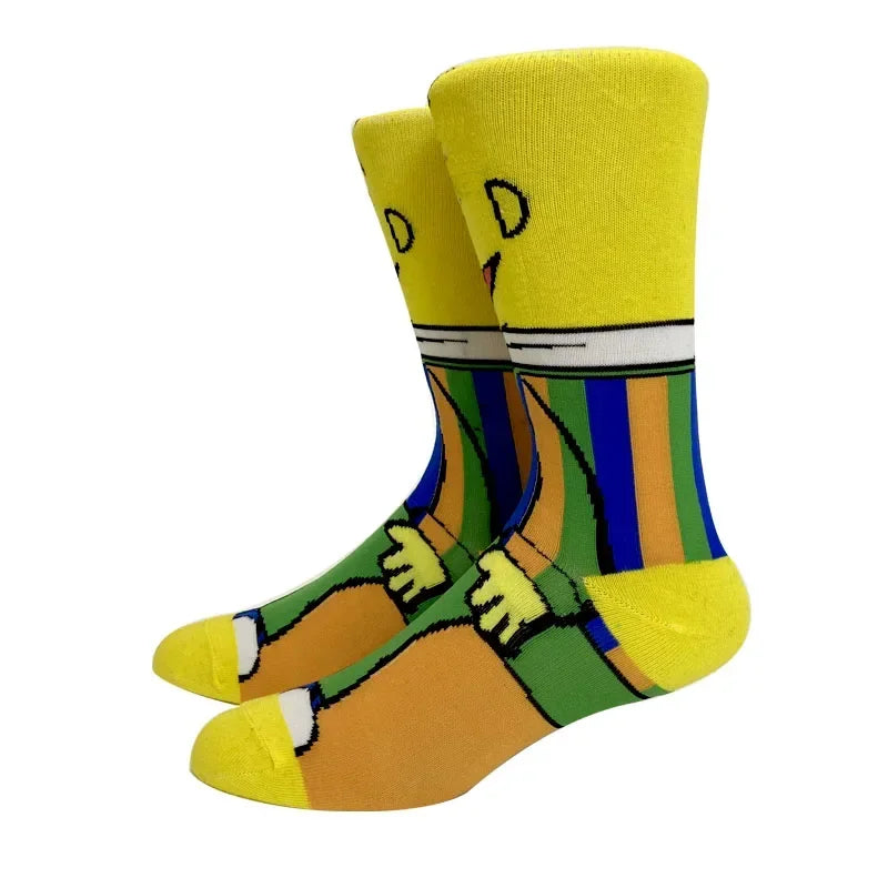 New Design Long Men Socks High Quality Comfortable Cartoon Characters Men and Women Fashion Happy Funny Socks Anime Socks