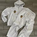 New Y2K Zip Hooded Sweatpants Set Men Two Piece Hip Hop Embroidered Vintage Stripe Oversized Hooded Sweatshirt Casual Pants Set