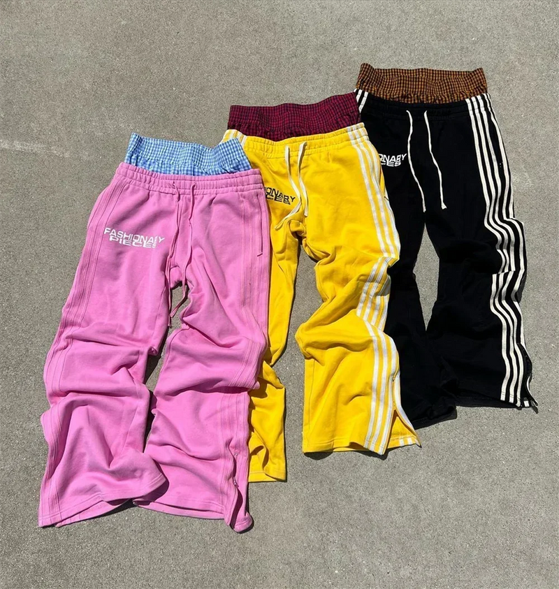 Man Pants Y2K Fashion Simple Striped Casual Pants for Men Retro Harajukuhip Hop Sweatpant Loose Straight Pants High Waist Loose