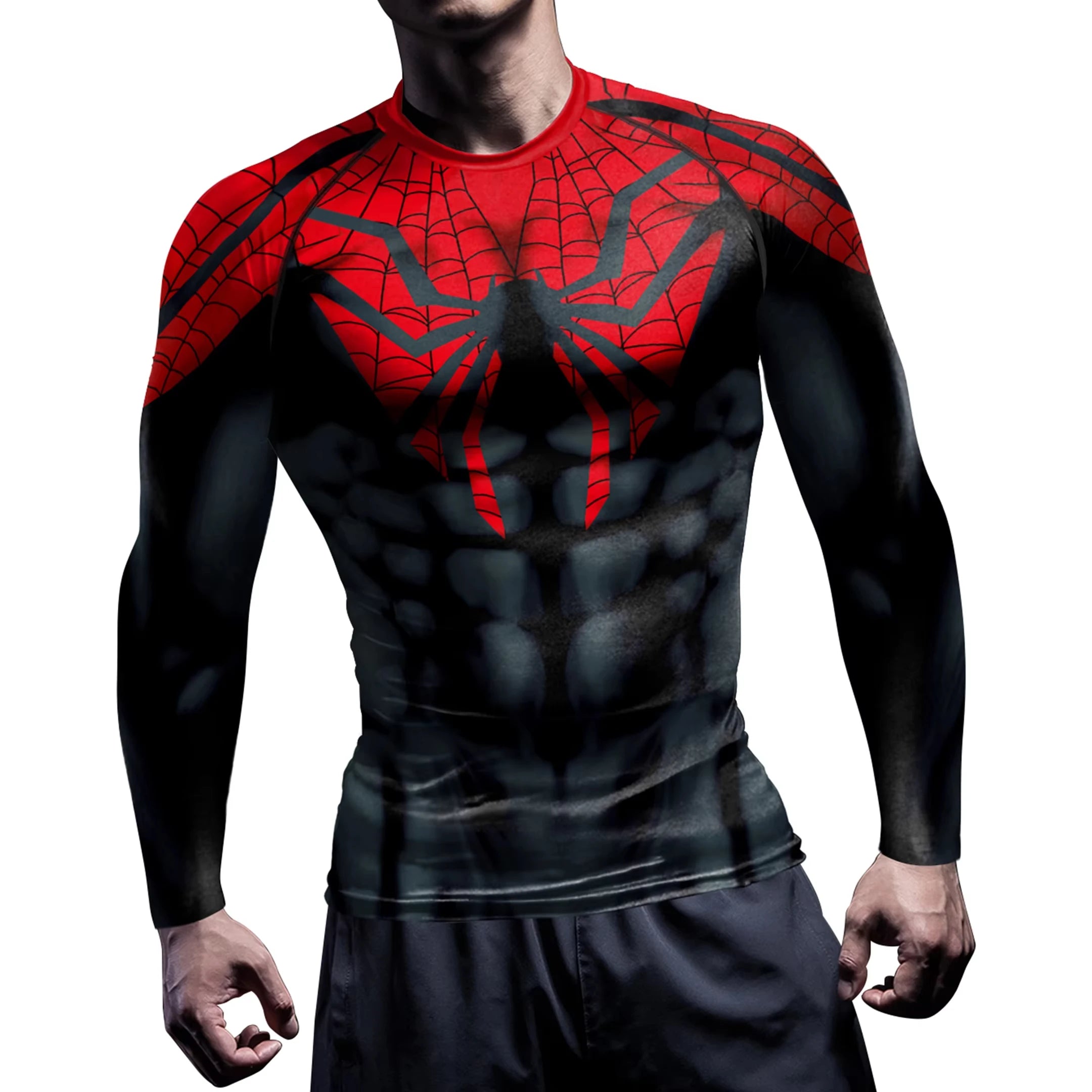 Compression Shirts for Men Long Sleeve Comics Spider Cosplay T-Shirt Superhero Top Elastic Fitness Sportwear Fitness Top Clothes